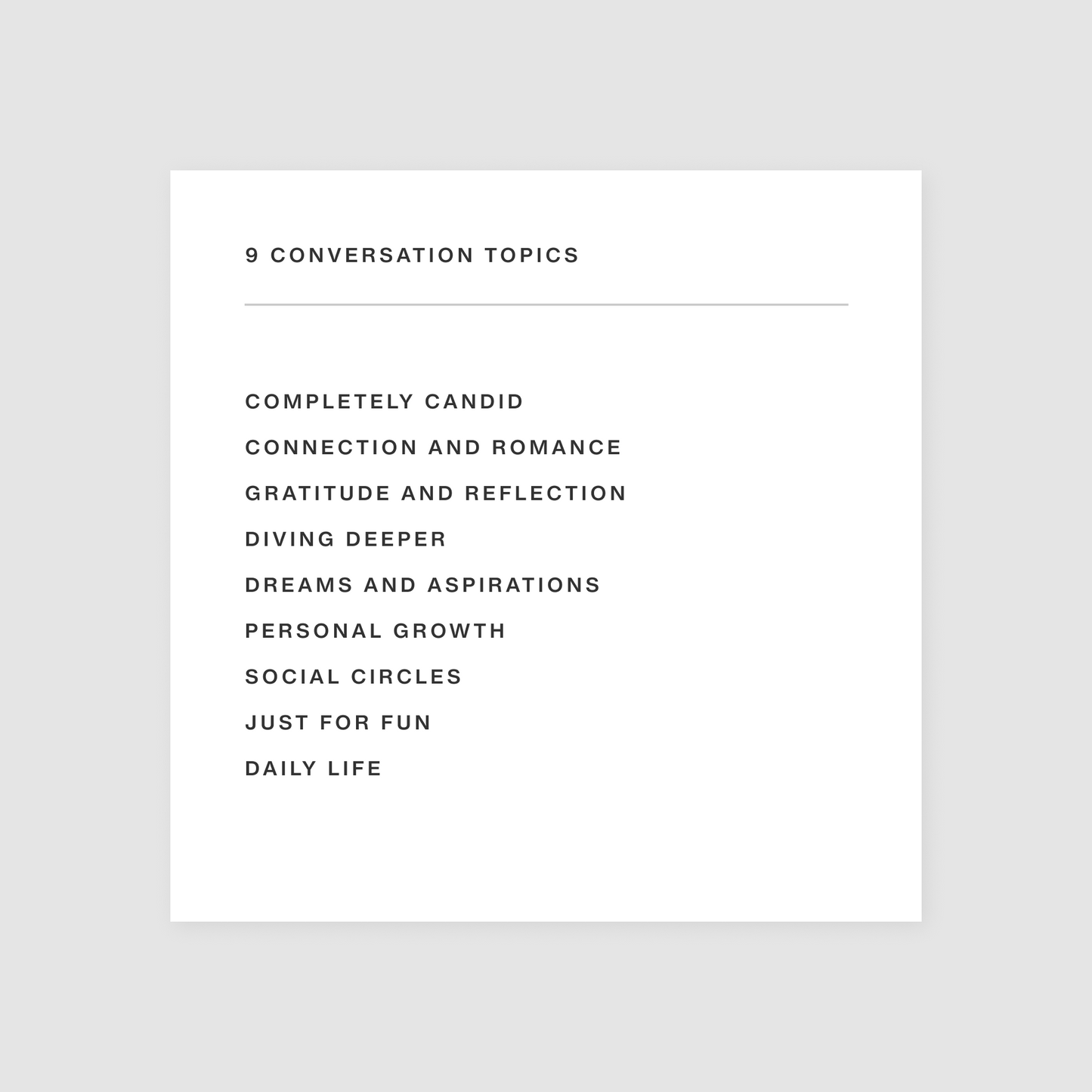 Deeply parents edition topics card