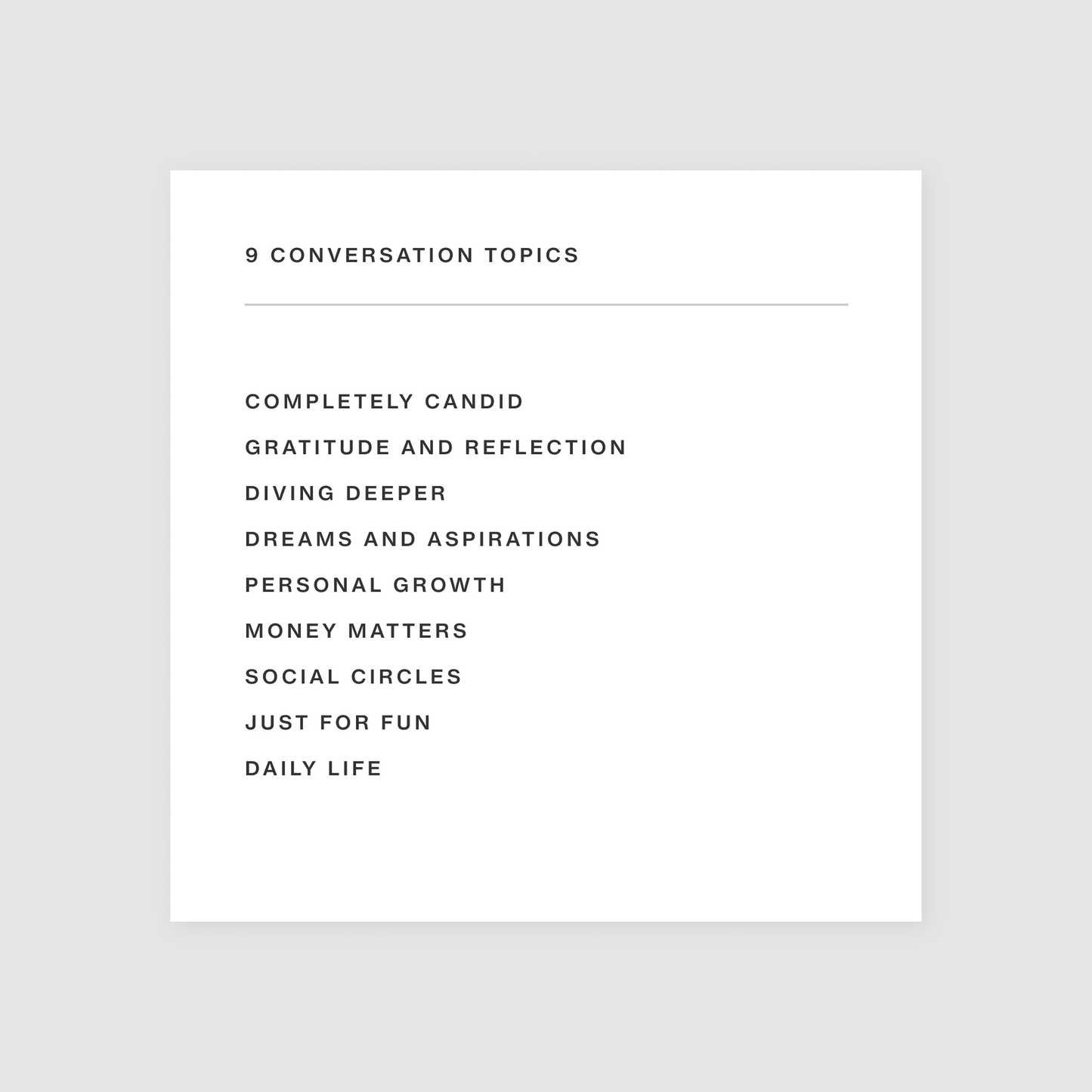 Deeply universal edition topics card